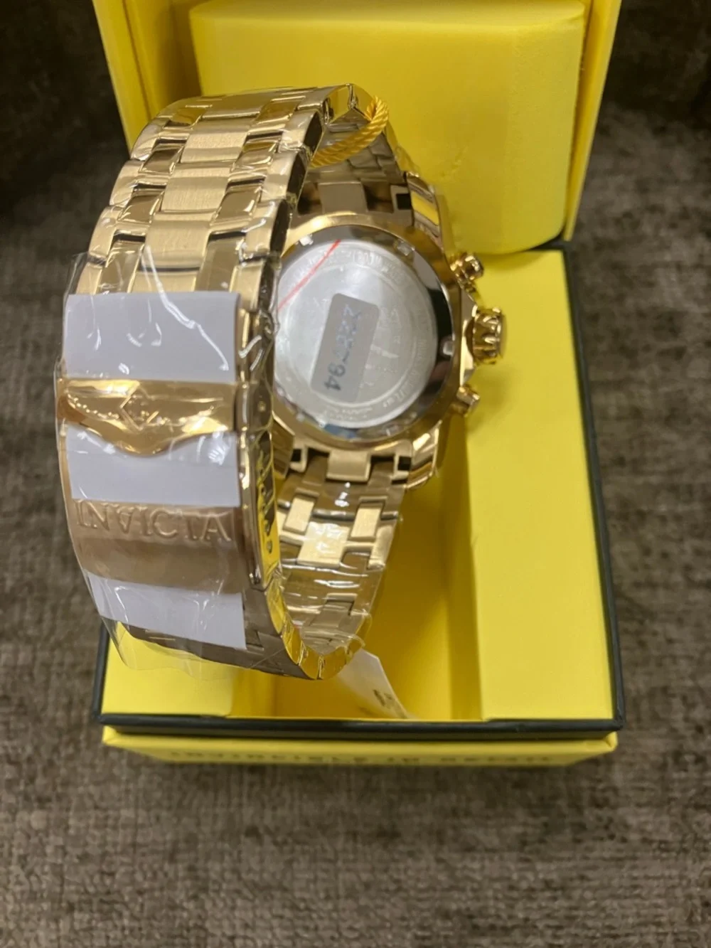 Invicta Gold and Black Stainless Steel Chronograph Watch